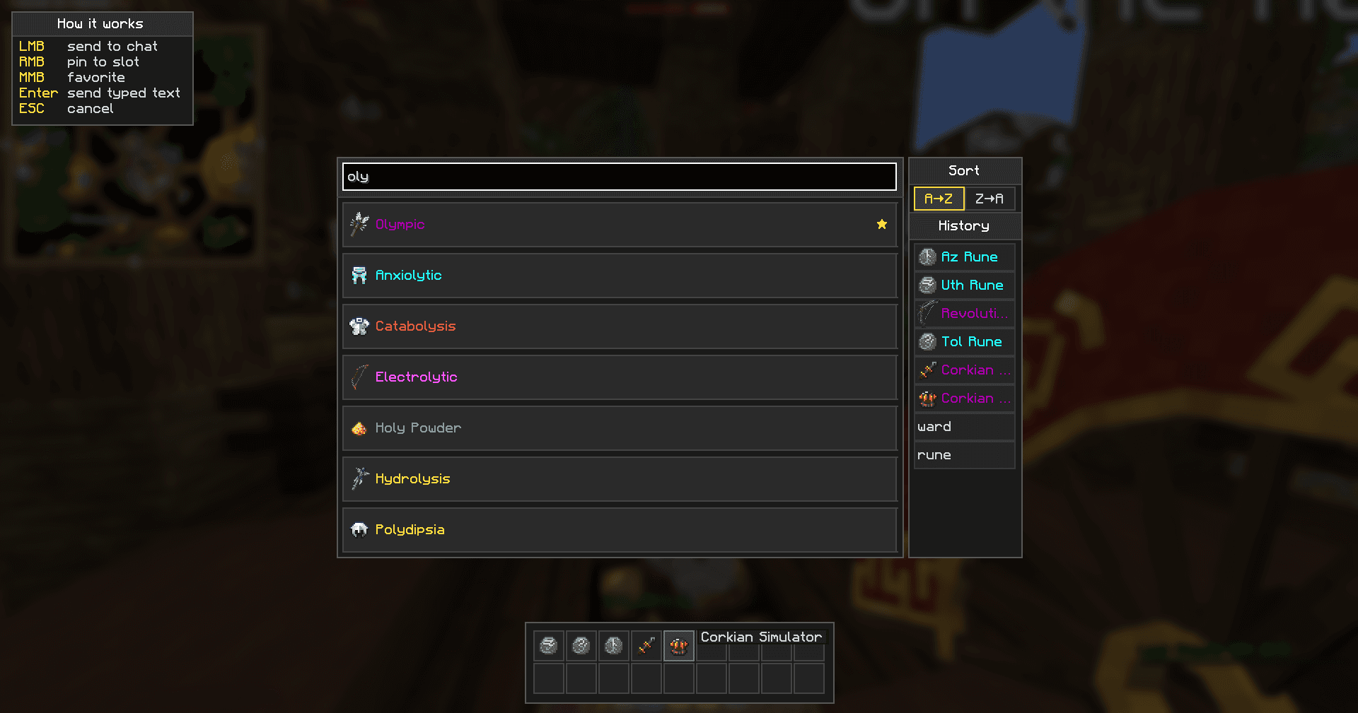 In-game screenshot of the search GUI